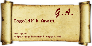 Gogolák Anett névjegykártya